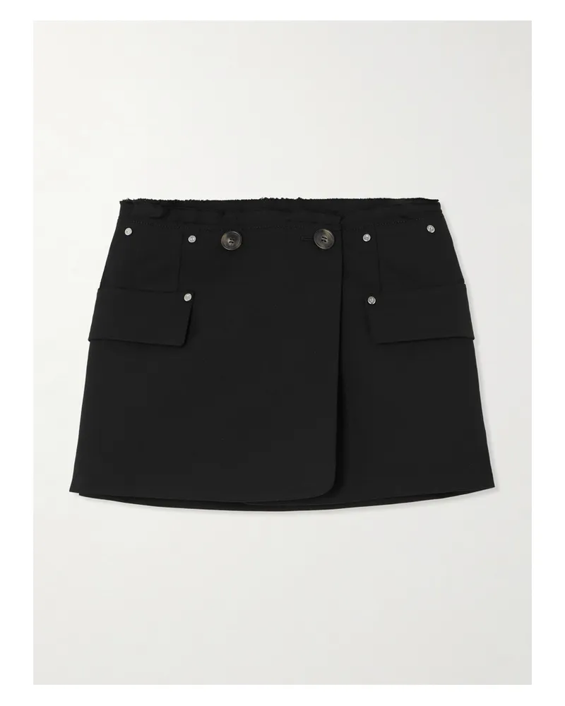 Dion Lee Minirock Aus Einer Wollmischung Mit Fransen, Verzierungen Und Wickeleffekt - Schwarz Schwarz