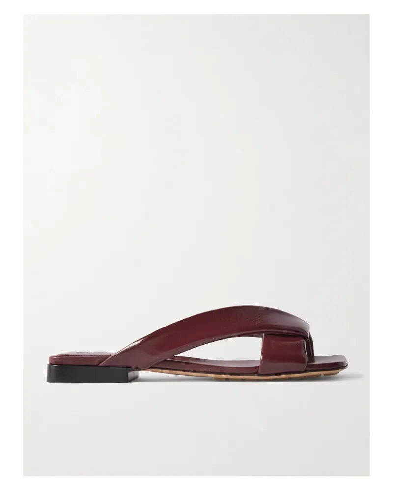Bottega Veneta Riva Padded Leather Sandals - Burgundy Burgundy
