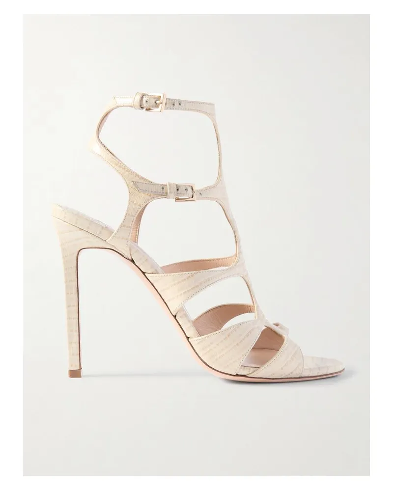 Tom Ford Paradise Sandalen Aus Leder Mit Schlangeneffekt - Elfenbein Elfenbein