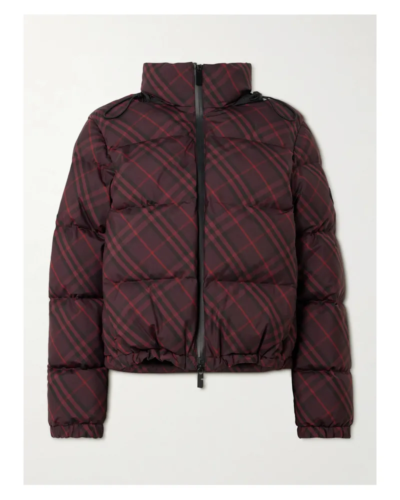 Burberry Steppjacke Aus Kariertem Shell Mit Kapuze - Burgunder Burgunder