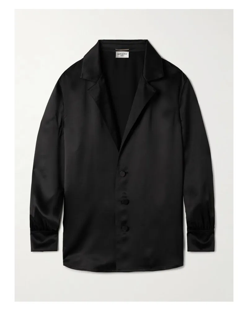 Saint Laurent Hemd Aus Seidensatin - Schwarz Schwarz