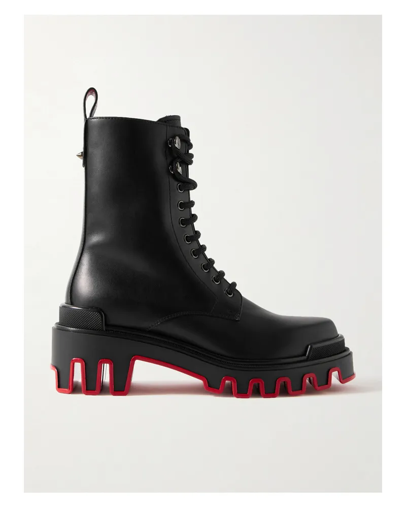 Christian Louboutin Dune Trott Alta Leather Ankle Boots - Black Black