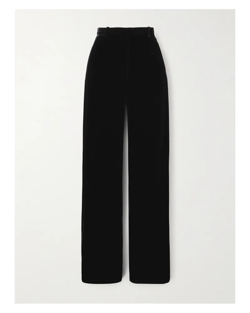 Loro Piana Goldie Velvet Wide-leg Pants - Black Black