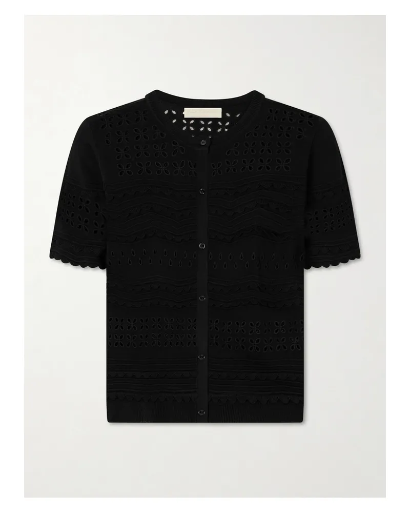 Ulla Johnson Abriana Eyelet-embellished Knitted Shirt - Black Black