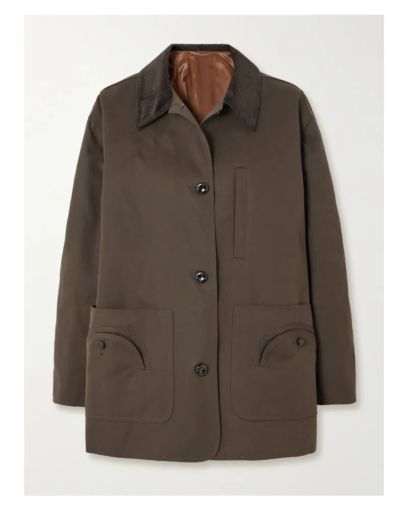 Blazé Milano Clelia Corduroy-trimmed Cotton-gabardine Jacket - Brown Brown