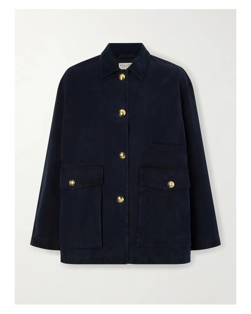 Nili Lotan Devin Corduroy-trimmed Cotton-canvas Jacket - Blue Blue