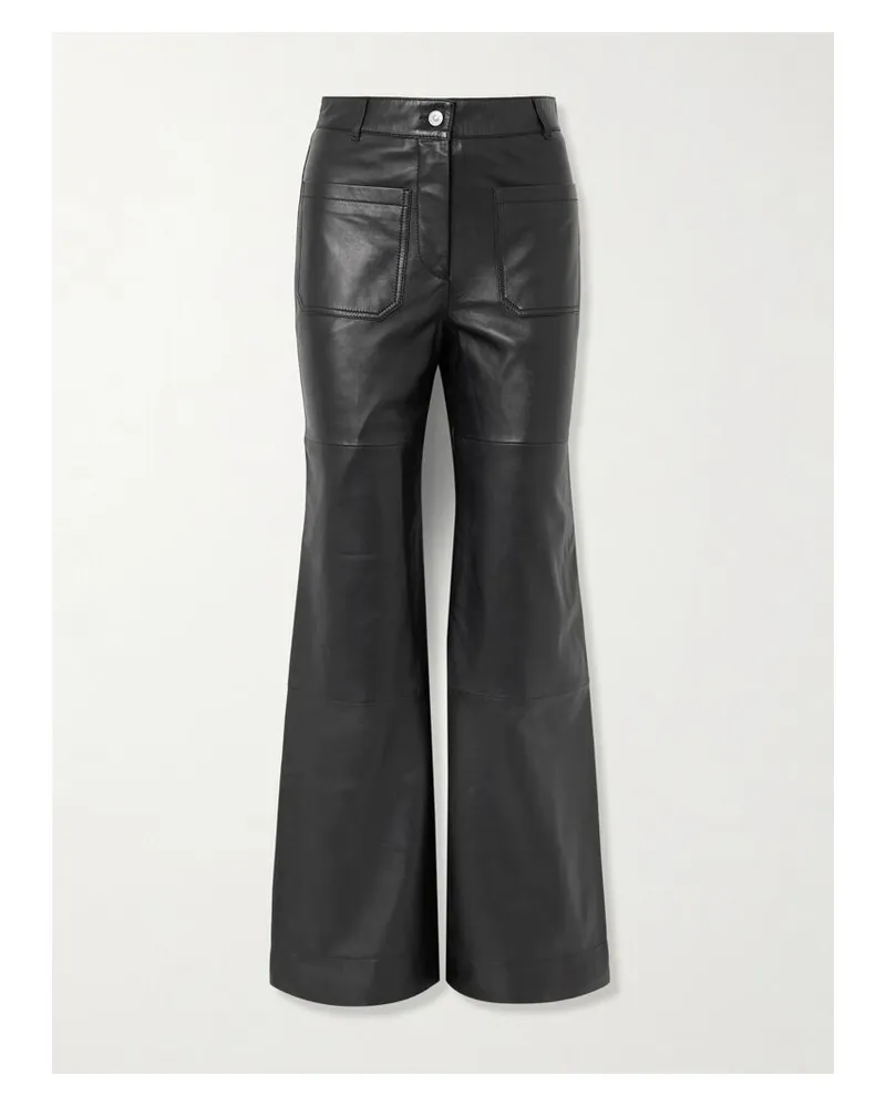 Victoria Beckham Alina Schlaghose Aus Leder - Schwarz Schwarz