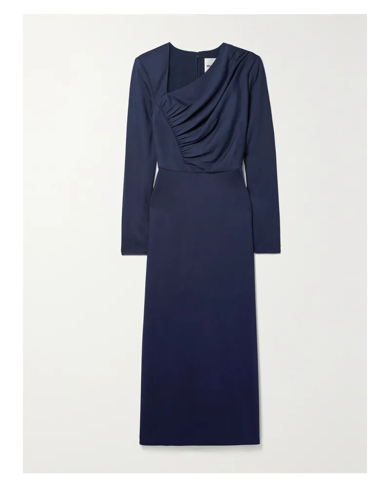 Roland Mouret Midikleid Aus Stretch-cady Mit Raffungen - Blau Blau