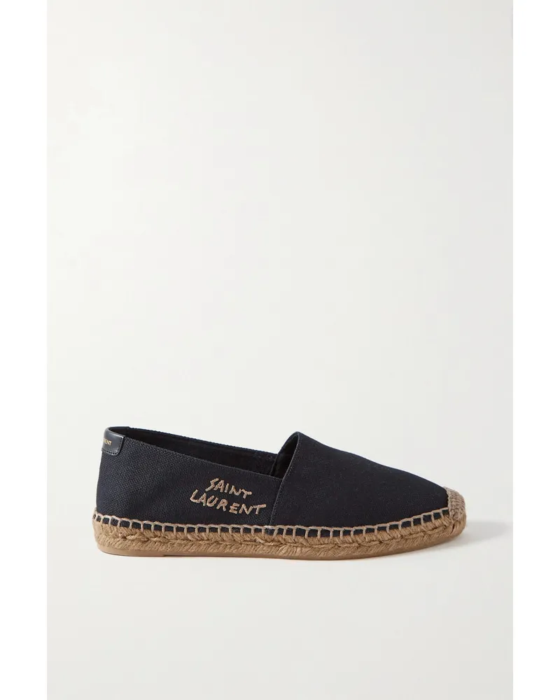 Saint Laurent Espadrilles aus Canvas mit Logostickerei Schwarz