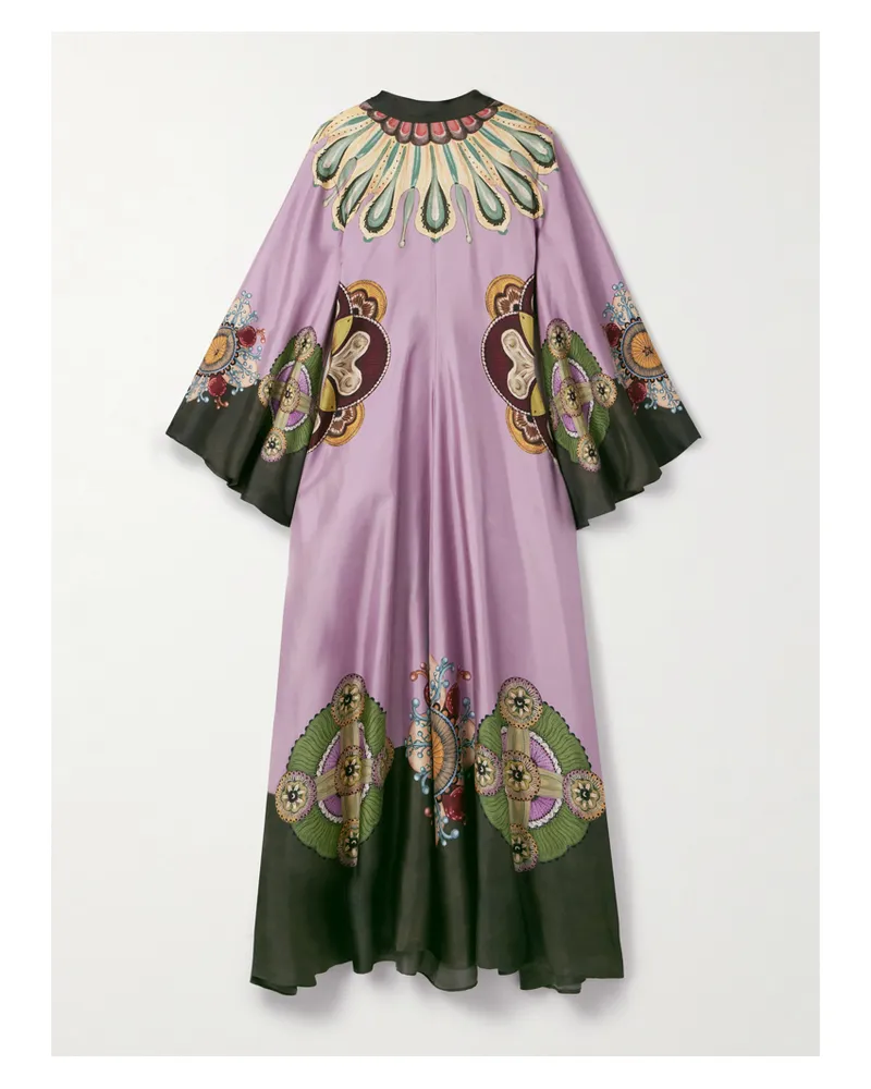 La DoubleJ Icon Magnifico Maxikleid Aus Bedrucktem Seiden-twill - Lila Lila