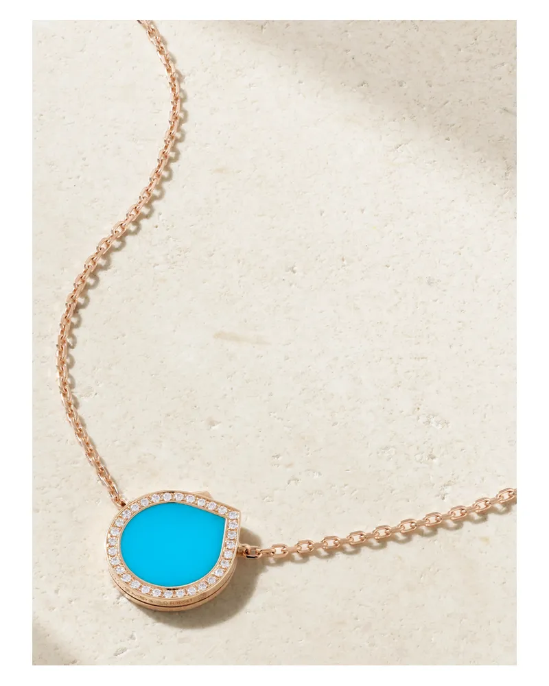 Repossi Antifer 18-karat Rose Gold, Turquoise And Diamond Necklace - Blue Blue