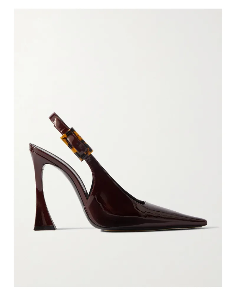 Saint Laurent Dune Slingback-pumps Aus Lackleder - Braun Braun