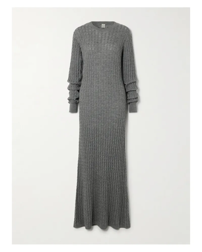 Totême Maxikleid Aus Wolle In Zopfstrick - Grau Grau