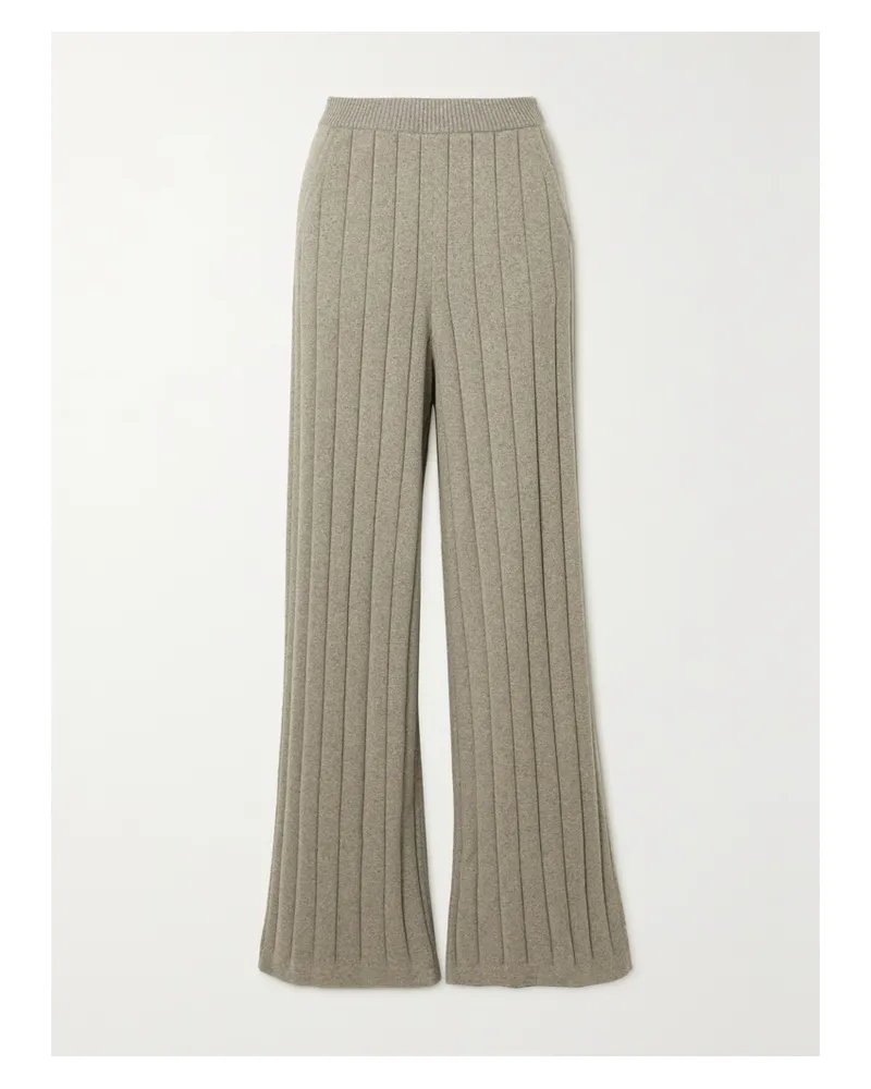 Loro Piana Ribbed Cashmere Wide-leg Pants - Brown Brown