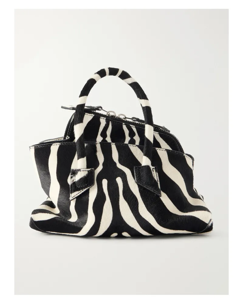 ATTICO La Passeggiata Mini Asymmetric Zebra-print Calf Hair Tote - Animal print Animal