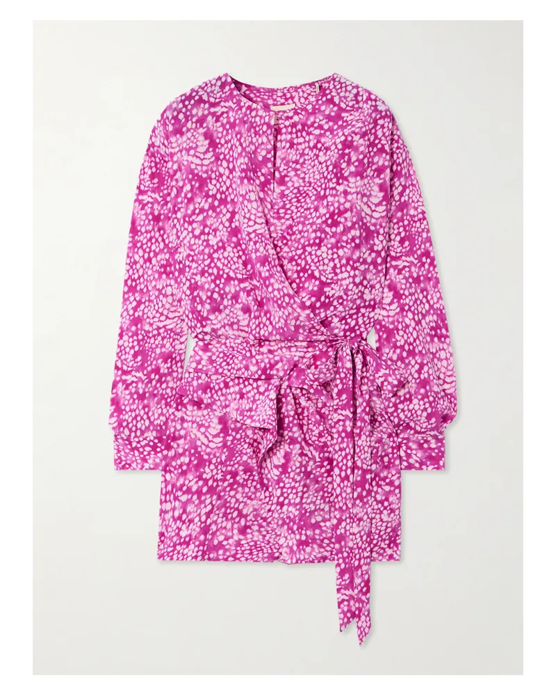 Isabel Marant Minikleid Aus Crêpe Aus Einer Bedruckten Seidenmischung Mit Raffungen - Pink Pink