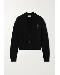 Saint Laurent Verzierter Cardigan aus Kaschmir Schwarz