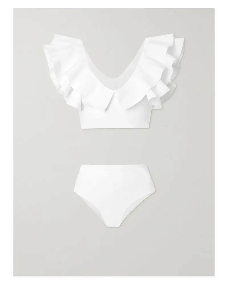 Maygel Coronel Net Sustain Mila Bikini Mit Volants - Weiß Weiß