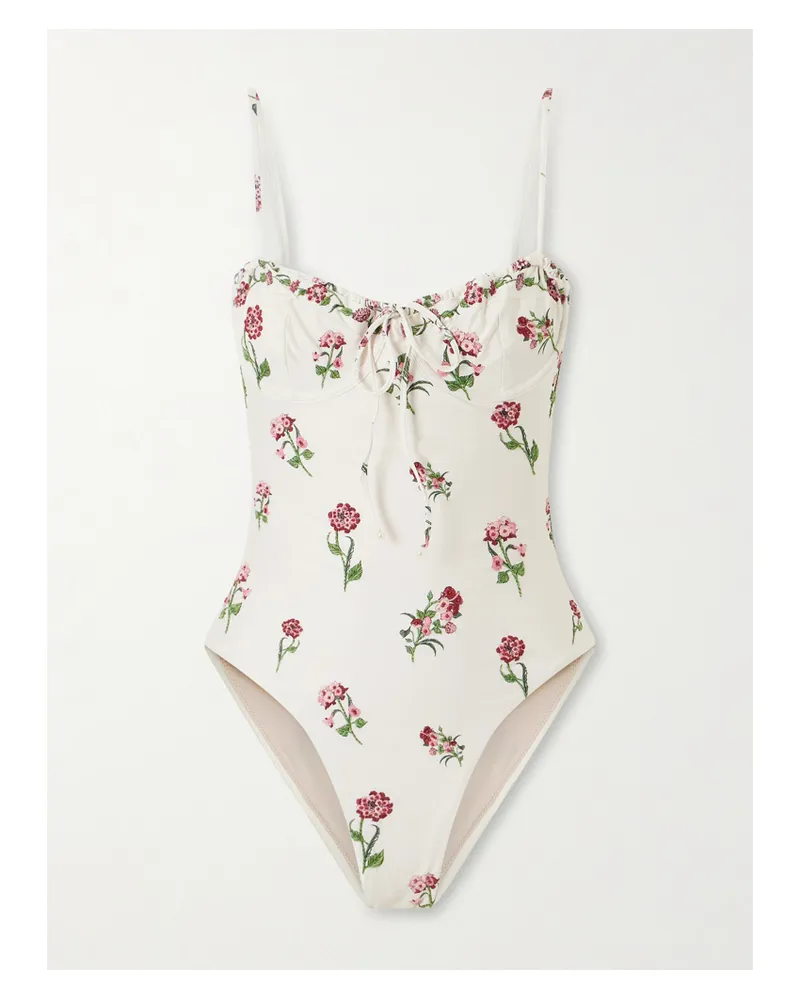 AGUA BENDITA Ébano Badeanzug Aus Recyceltem Material Mit Blumenprint - Weiß Weiß