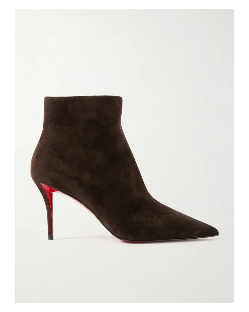 Christian Louboutin Miss Z 80 Suede Ankle Boots - Brown Brown