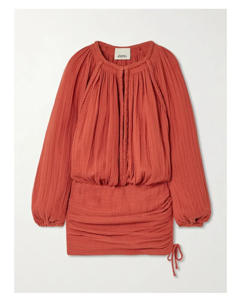 Isabel Marant Jaoni Minikleid Aus Baumwolle Mit Raffungen Und Flechtdetails - Orange Orange