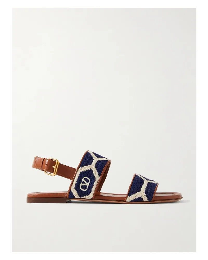 Valentino Garavani Sandalen Aus Leder Mit Stickereien - Blau Blau