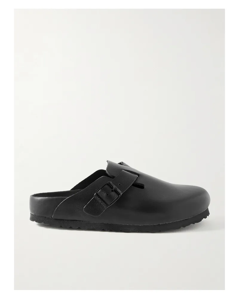 Birkenstock Boston Suede-trimmed Leather Clogs - Black Black