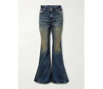 2024 Hoch Sitzende Schlagjeans Aus Biobaumwolle In Distressed-optik - Blau