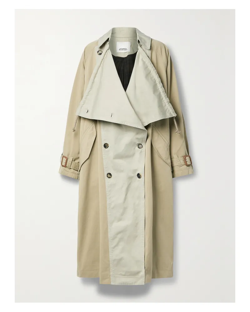 Isabel Marant Ebani Doppelreihiger Trenchcoat Aus Zweifarbiger Baumwollgabardine - Neutral Neutral