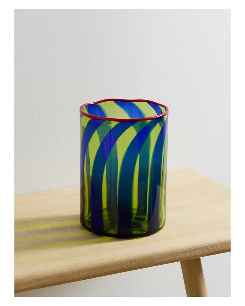 La DoubleJ Torretta Striped Murano Glass Vase - Blue Blue