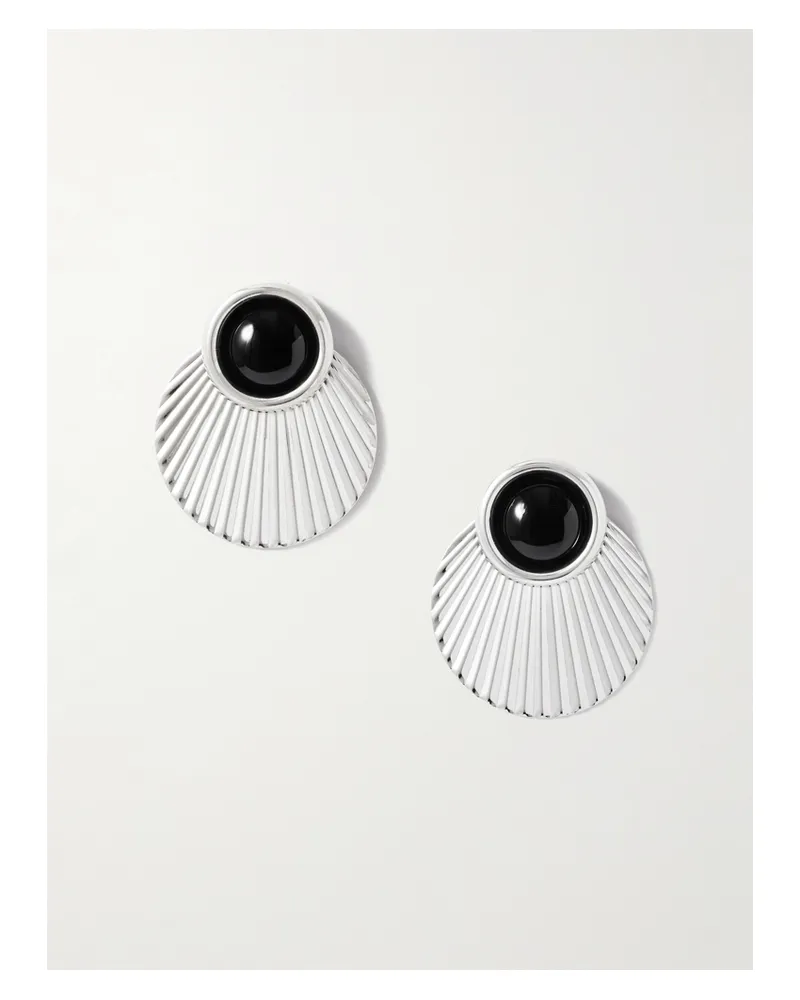 Jennifer Behr Argent Silver-tone Onyx Earrings Silver
