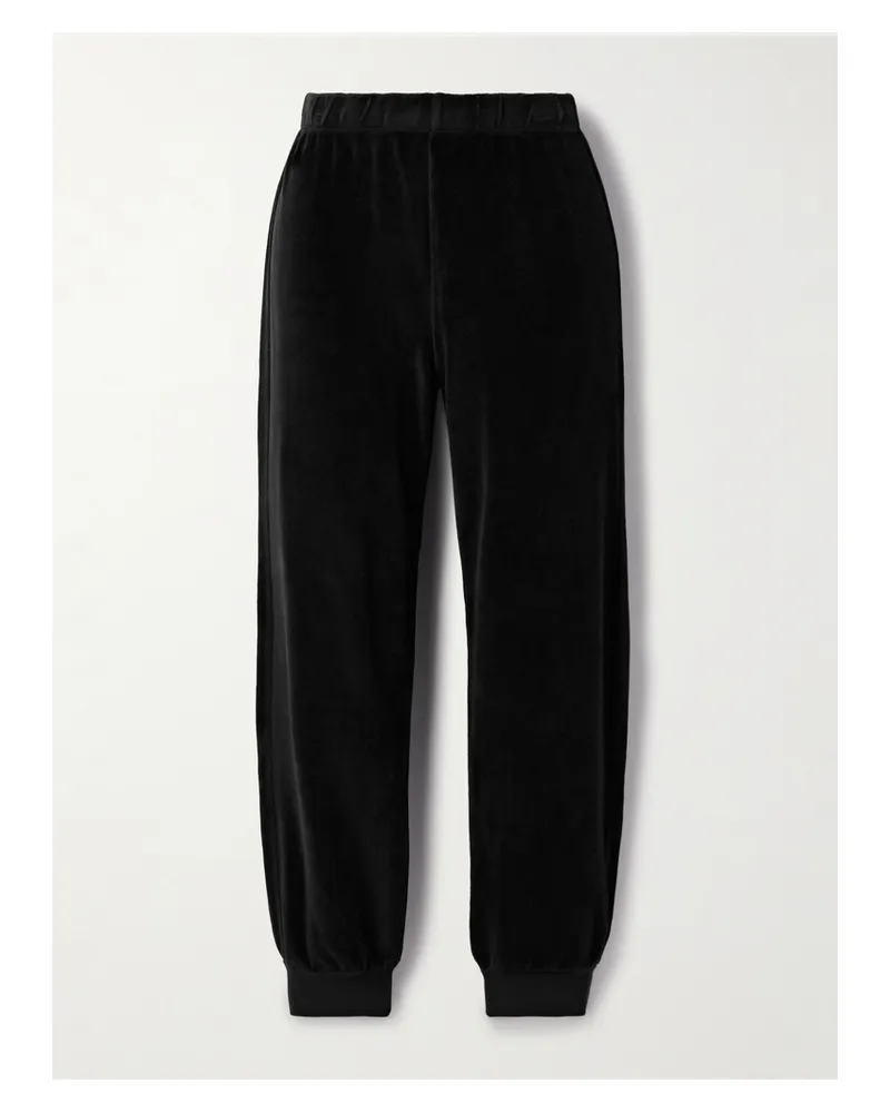 Suzie Kondi Tinos Cotton-blend Velour Track Pants - Black Black