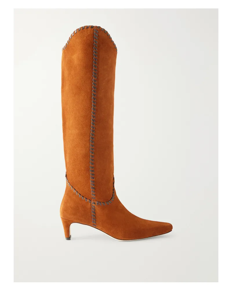 STAUD Wally Suede Knee Boots - Brown Brown