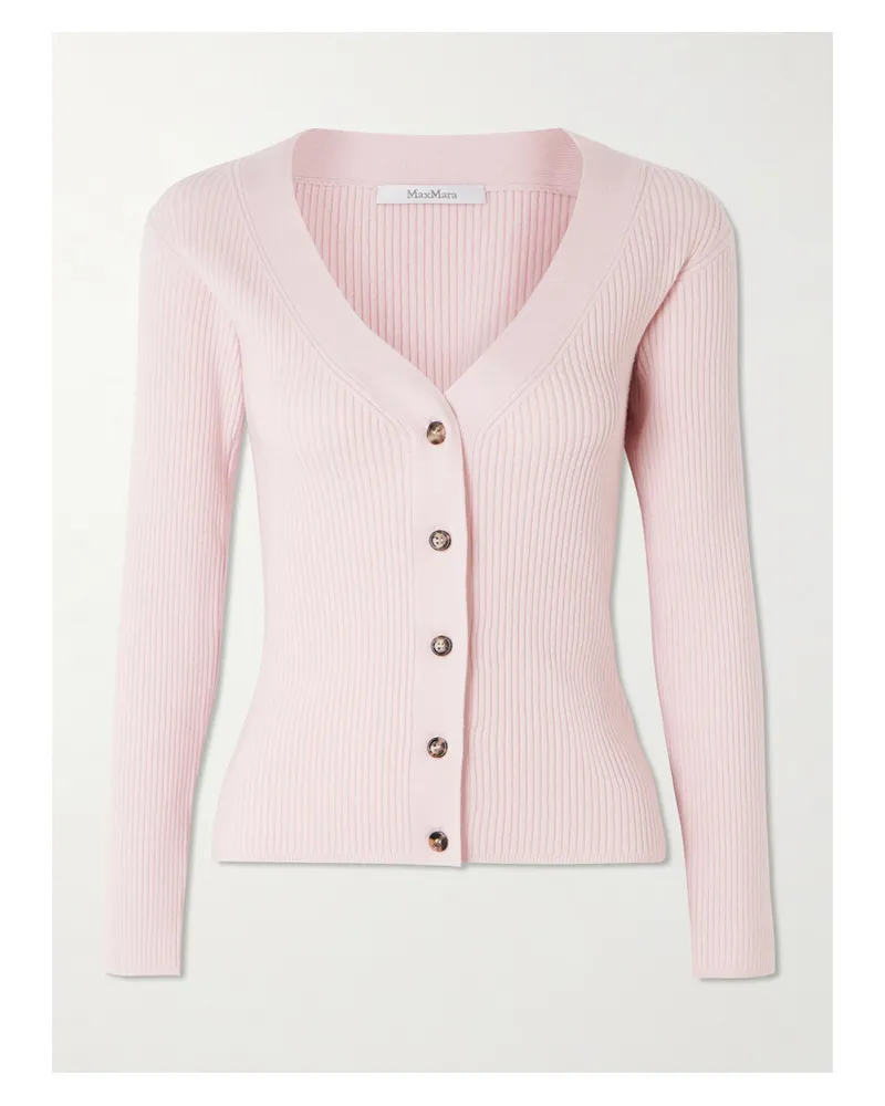 Max Mara Gioiosa Cardigan Aus Einer Gerippten Wollmischung - Pink Pink
