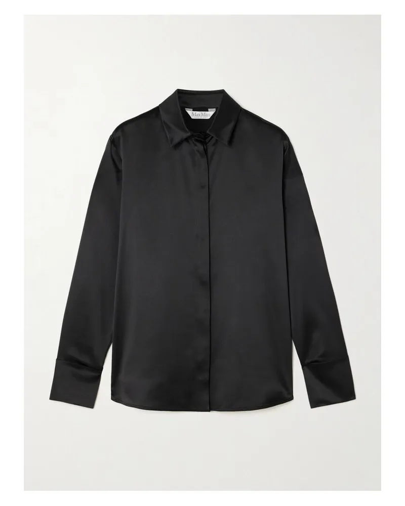 Max Mara Mazurca Hemd Aus Seidensatin - Schwarz Schwarz