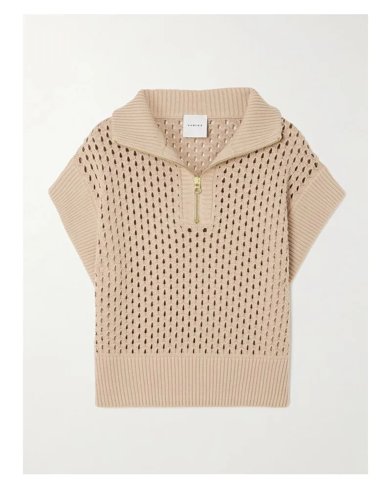 Varley Gaines Kurzärmeliger Pullover Aus Baumwolle In Lochstrick - Braun Braun