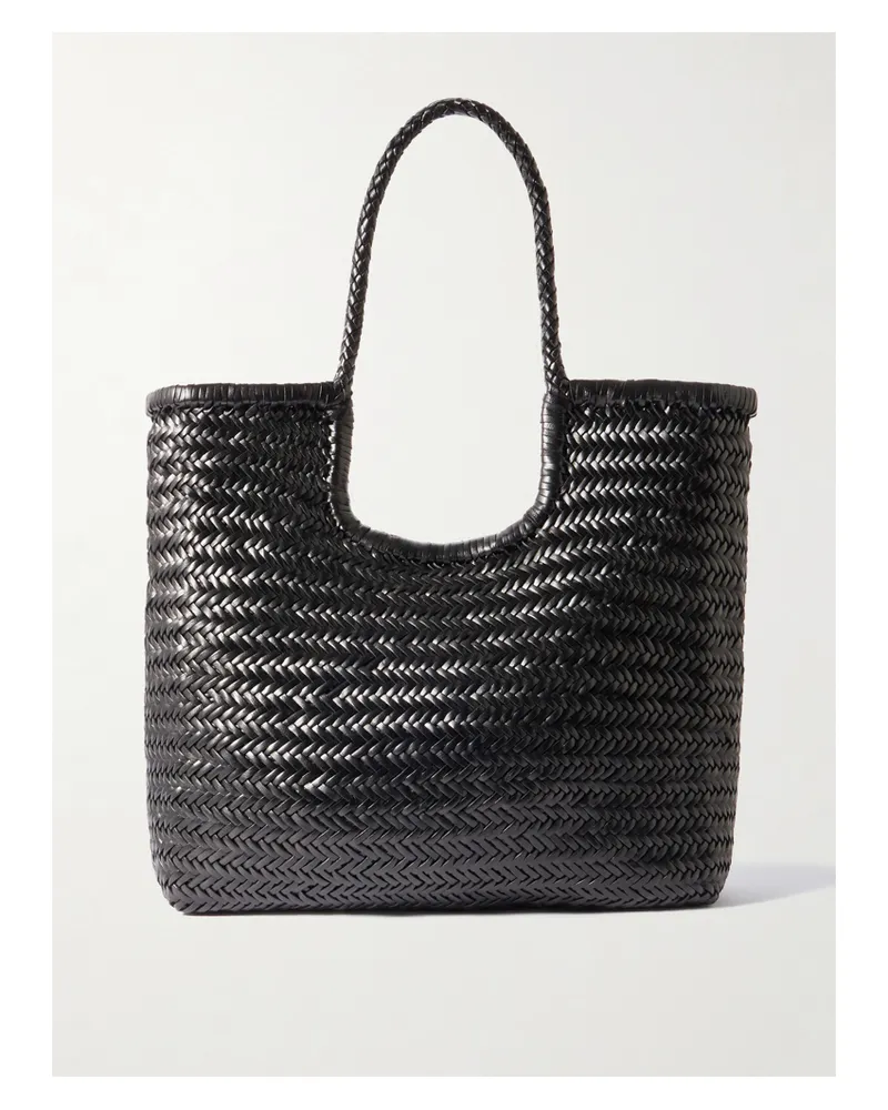 Dragon Diffusion Ns Diagonal Triple Jump Woven Leather Tote - Black Black