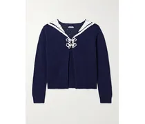 Astoria Cardigan Aus Einer Woll-kaschmirmischung Mit Pailletten - Blau