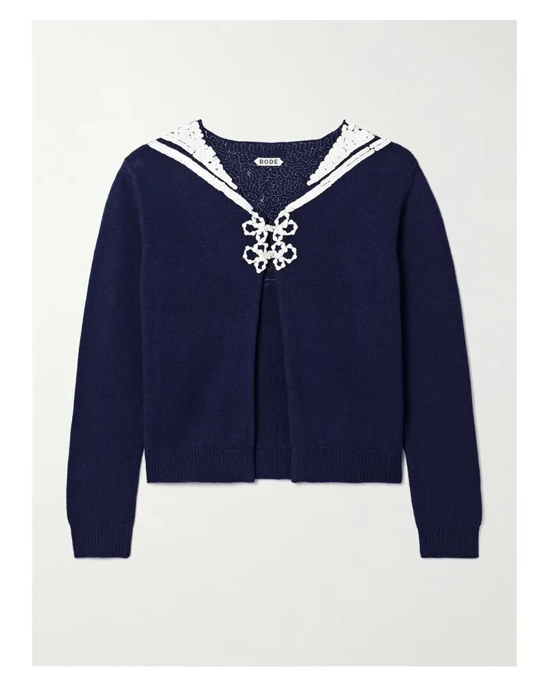 BODE Astoria Cardigan Aus Einer Woll-kaschmirmischung Mit Pailletten - Blau Blau