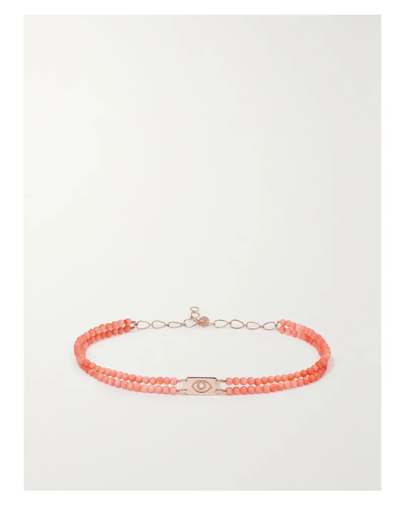 Diane Kordas Id Kette Aus 14 Karat Roségold Mit Zierperlen Und Diamant Gold