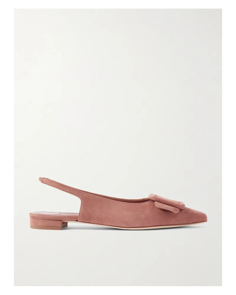 Manolo Blahnik Maylura Flache Slingback-schuhe Aus Veloursleder Mit Schnalle - Pink Pink