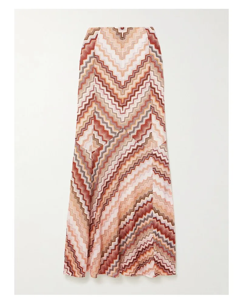 Missoni Mare Maxirock Aus Gestreiftem Metallic-häkelstrick - Braun Braun