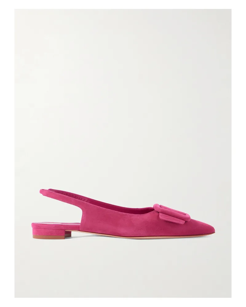 Manolo Blahnik Maylura Flache Slingback-schuhe Aus Veloursleder Mit Schnalle - Pink Pink