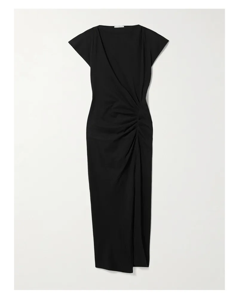 Isabel Marant Nadela Asymmetrisches Maxikleid Aus Baumwoll-jersey Mit Raffung - Schwarz Schwarz