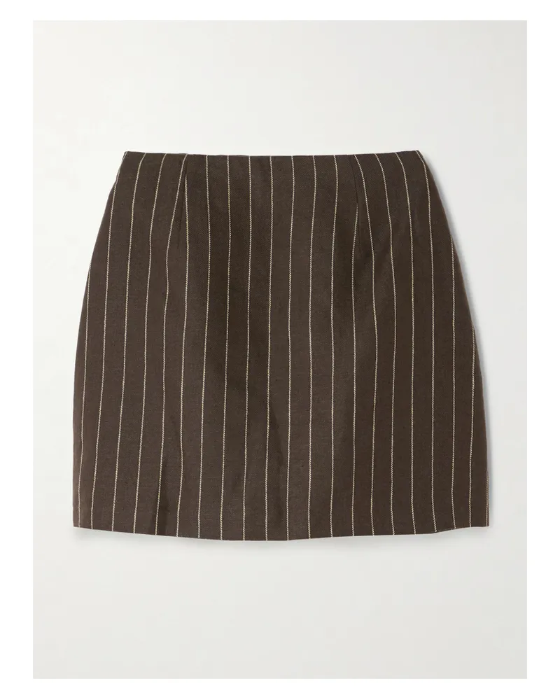 Posse Alice Minirock Aus Leinen-twill Mit Nadelstreifen - Braun Braun
