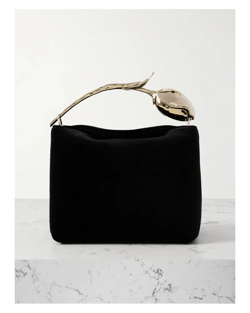 Erdem Bloom Mini Velvet Clutch Bag - Black Black