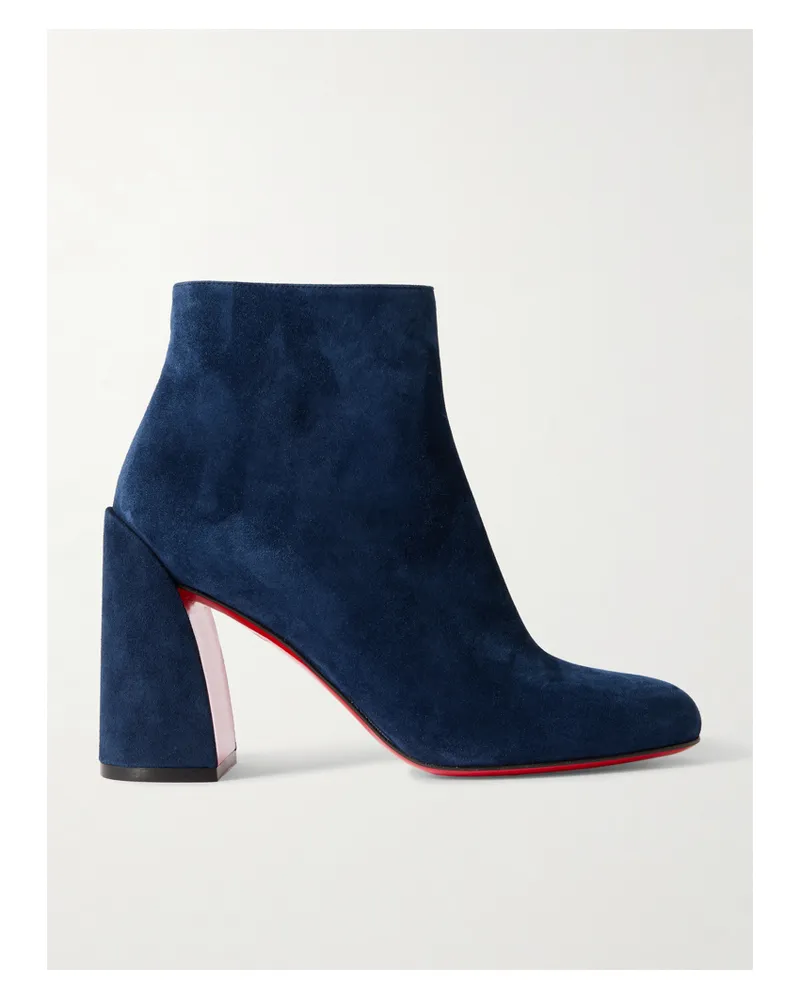 Christian Louboutin Turela 85 Suede Ankle Boots - Blue Blue