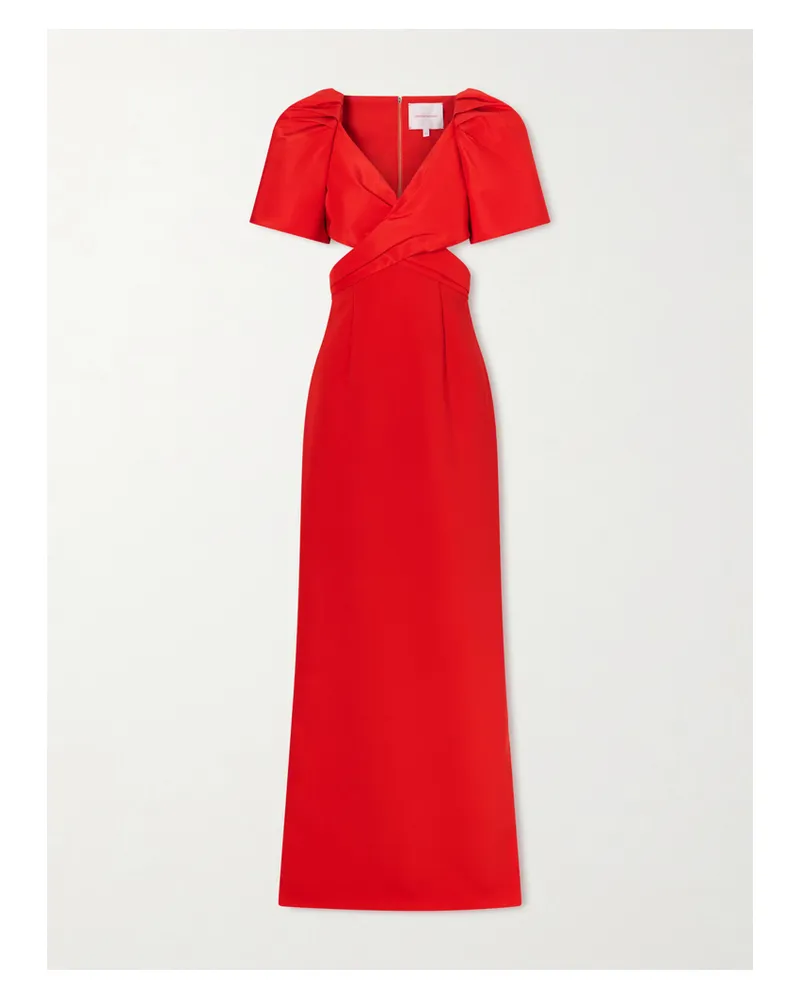 Carolina Herrera New York Cut-out Silk-faille And Crepe Gown - Red Red