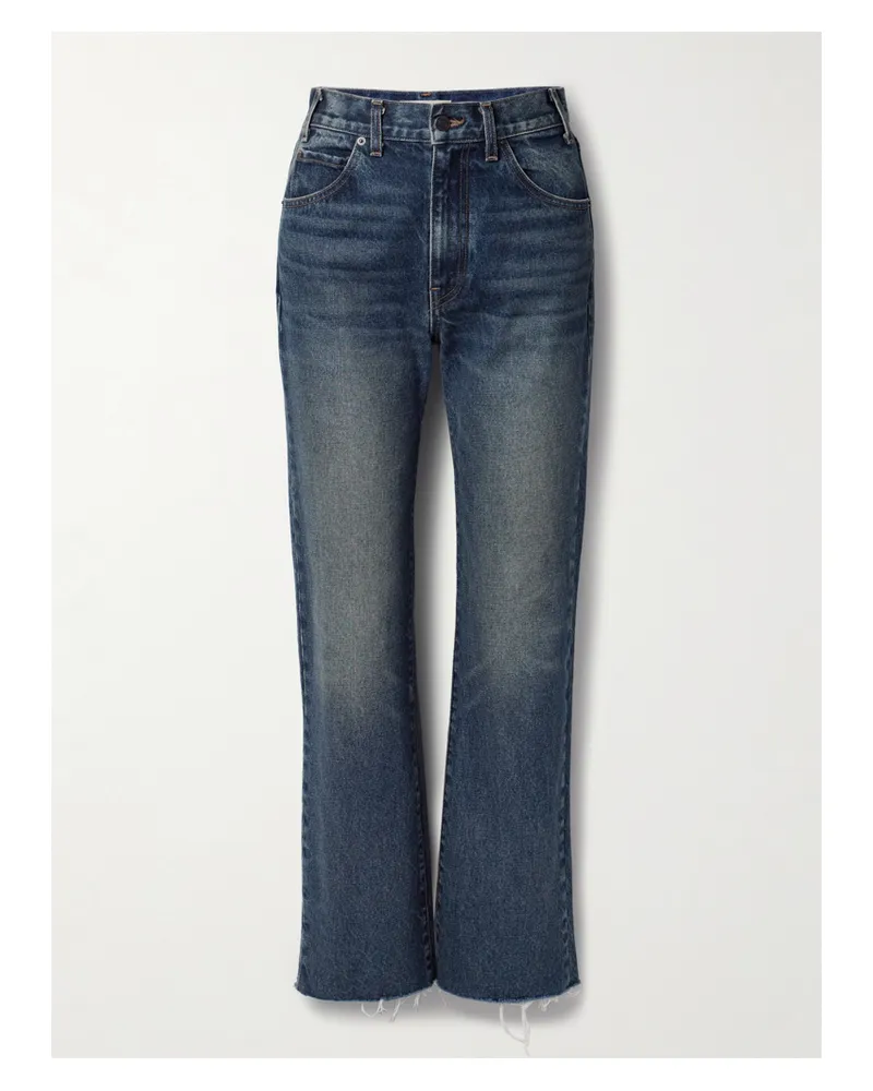 Nili Lotan Calla Distressed Mid-rise Straight-leg Jeans - Blue Blue