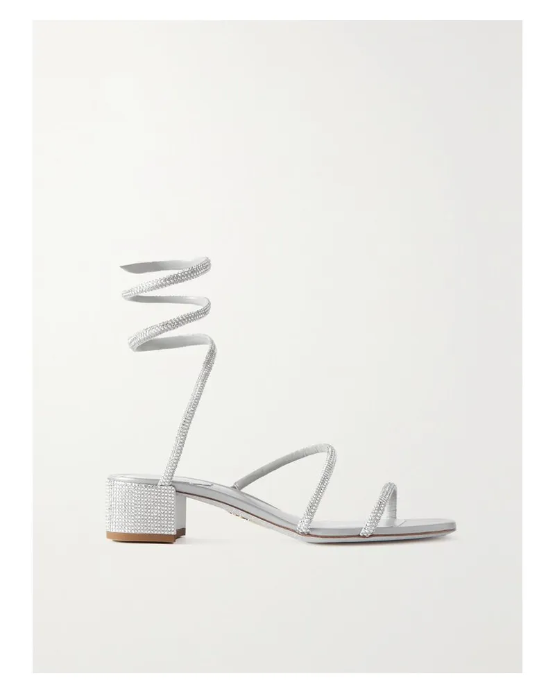 René Caovilla Cleo Sandalen Aus Satin Mit Kristallen - Silber Silber